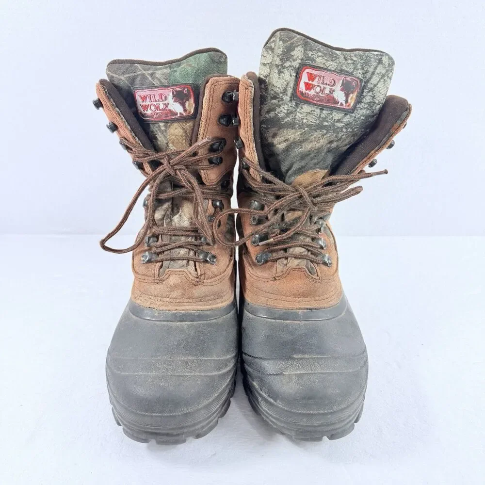 Vintage Rocky Wild Wolf Hunting Boots Mens 9W Camo Thinsulate Ultra 800G Outdoor